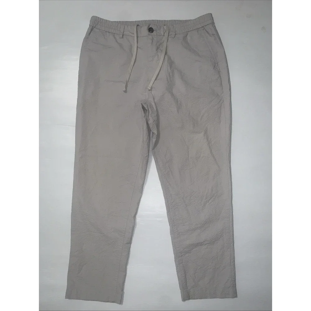 Banana Republic Pants Mens 35x30 (26)Gray Seersucker Athletic Fit Preppy Stretch
